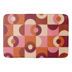 Mid Century Modern Half Circles Pink orange Bath Mat