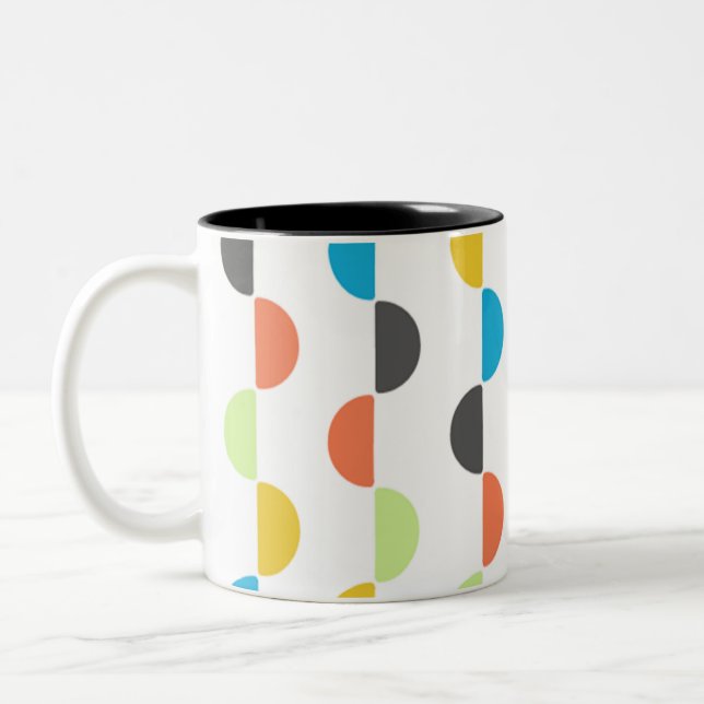 Mid-century Modern Half Circles Two-Tone Coffee Mug (Left)
