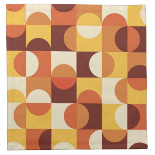 Mid Century Modern Half circles yellow and orange Cloth Napkin