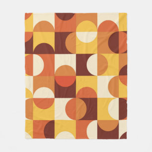 Mid Century Modern Half circles yellow and orange Fleece Blanket