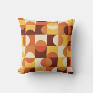 Mid Century Modern Half circles  yellow and orange Throw Pillow