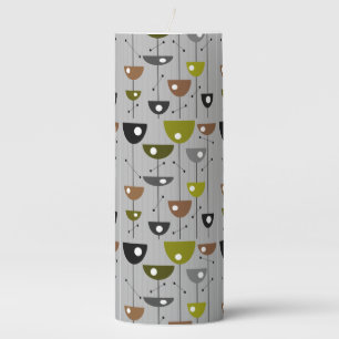 Mid-Century Modern Half Moon Flowers Pillar Candle