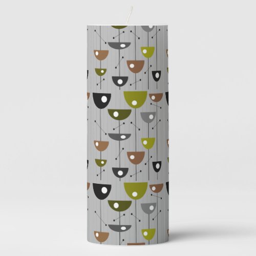 Mid-Century Modern Half Moon Flowers  Pillar Candle