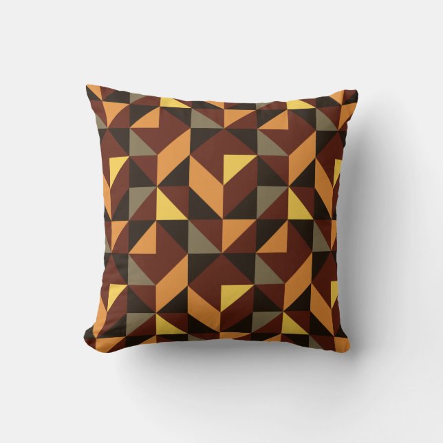 Mid Century Modern Halloween Half Square Triangles Throw Pillow (Front)
