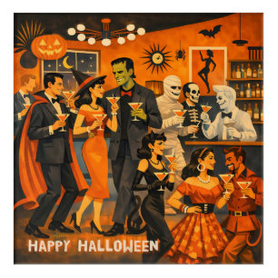 Mid Century Modern Halloween Martini Party Acrylic Print