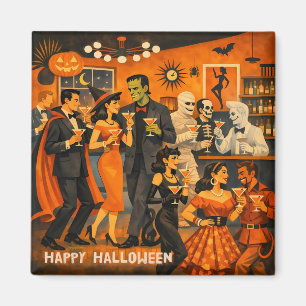 Mid Century Modern Halloween Martini Party Magnet
