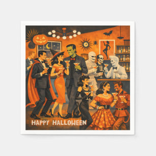 Mid Century Modern Halloween Martini Party Napkins