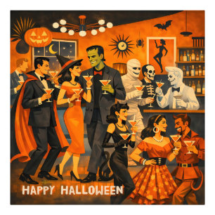 Mid Century Modern Halloween Martini Party Photo Print