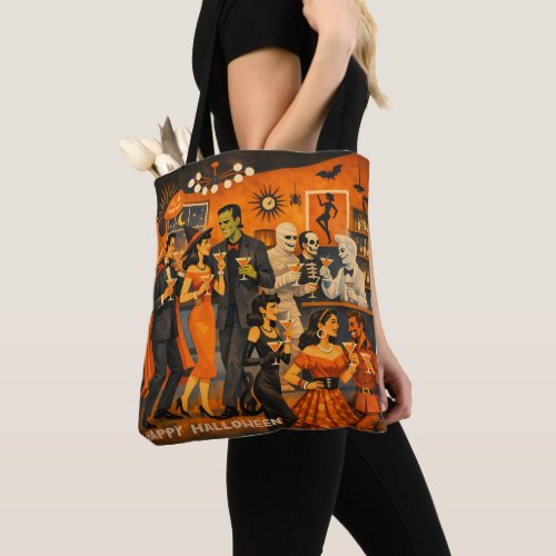 Mid Century Modern Halloween Martini Party Tote Bag