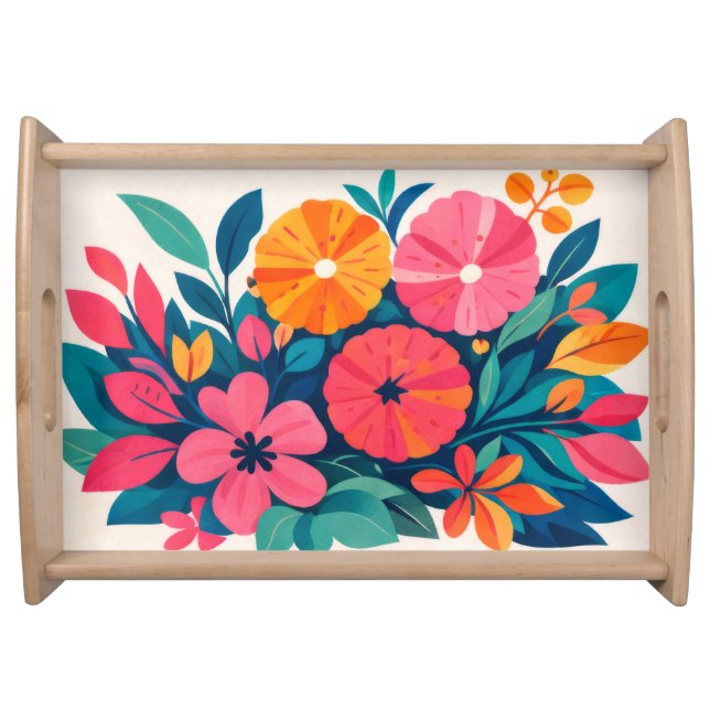 Mid century modern hawaii boho art serving tray (Front)