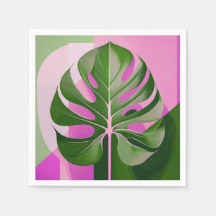 Mid-Century Modern Hawaiian Monstera Leaf Napkins