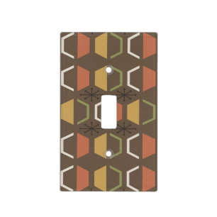 Mid Century Modern Hexagons Brown Light Switch Cover