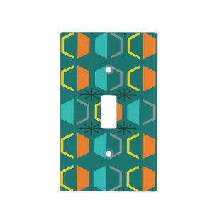 Mid Century Modern Hexagons Teal Light Switch Cover