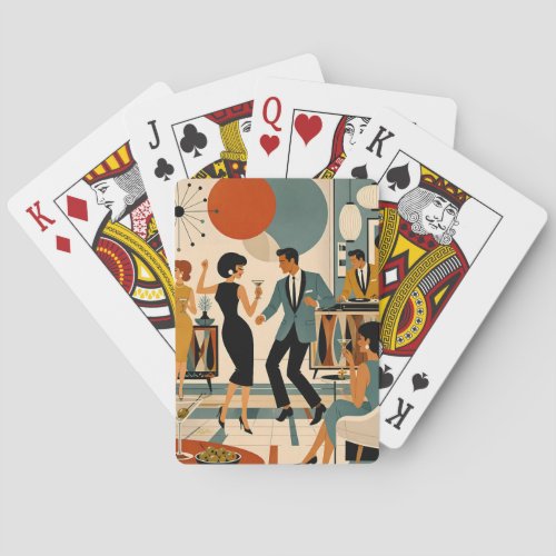 Mid Century Modern Hip Martini Dance Party Poker Cards