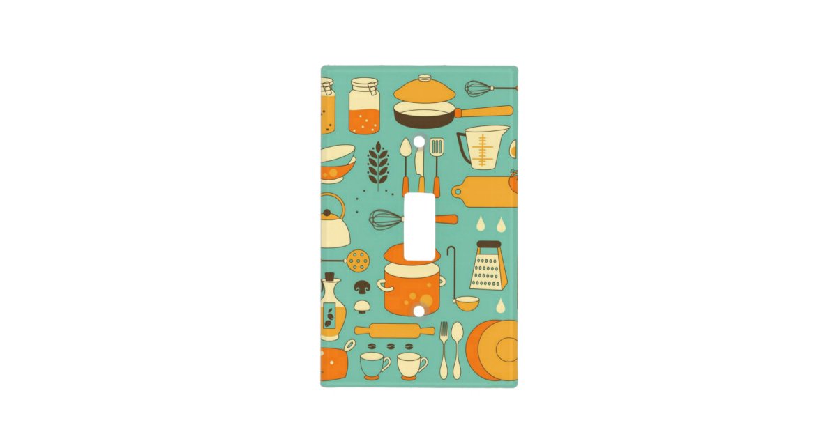 Mid Century Modern Hipster Kitchen Utensils Light Switch Cover Zazzle Com