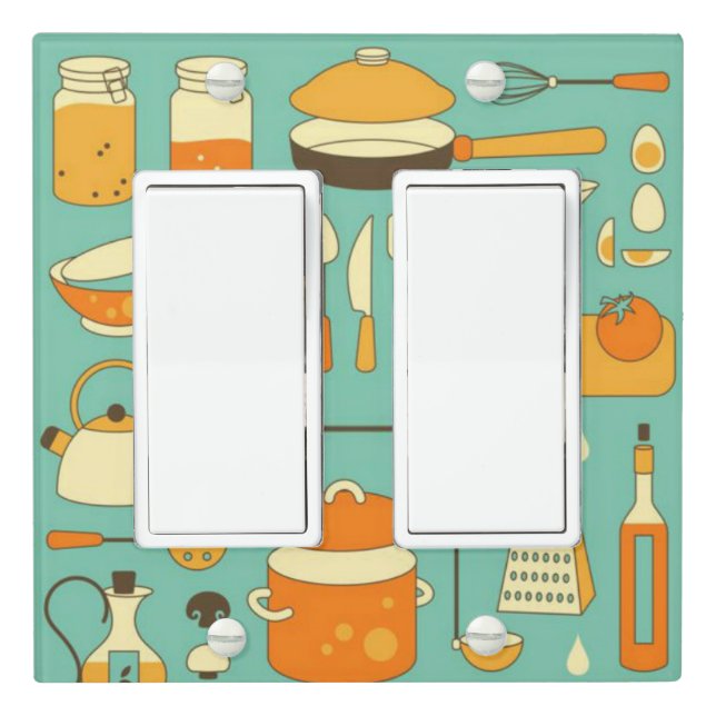 Mid-Century Modern Hipster Kitchen Utensils Light Switch Cover (In Situ)