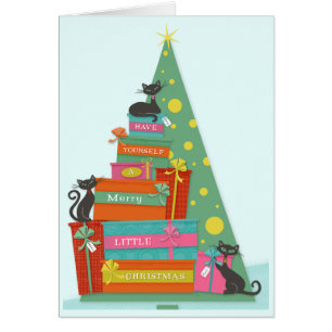 Mid-Century Modern Holiday Cats  Cards
