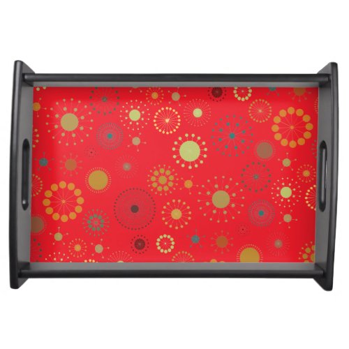 Mid_century Modern Holiday Snowflake Pattern Serving Tray