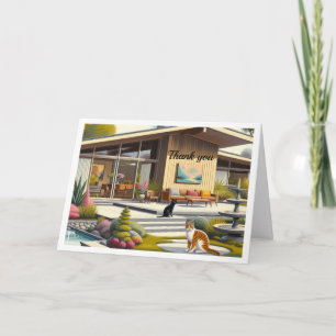 Mid Century Modern Home Folded Thank You Card