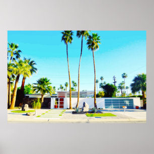 Mid-Century Modern Home Photo Illustration Poster