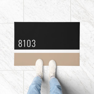Mid Century Modern House Address Neutral Color Doormat