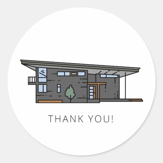 Mid Century Modern House Classic Round Sticker (Front)