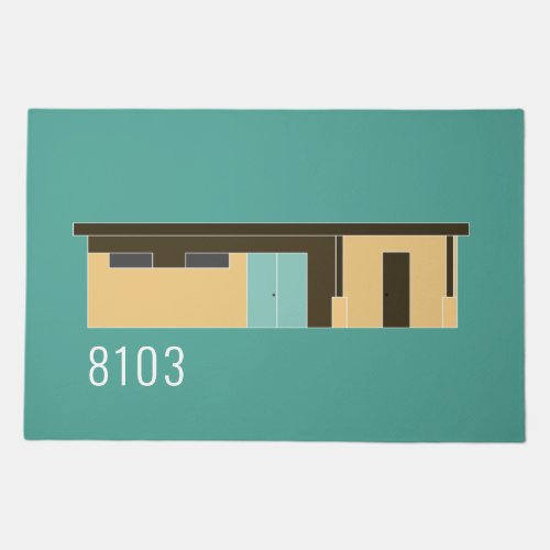 Mid Century Modern House Home Address Doormat