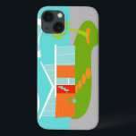 Mid Century Modern House iPad Air Case<br><div class="desc">This Mid Century Modern Cartoon House iPad Air Case will have you wanting to put out the WELCOME mat and make yourself at home! The 1960's, minimalist art design features a sleek, orange stone and aqua glass house on a lush, green, boomerang shaped lawn. The lawn forms an oasis in...</div>