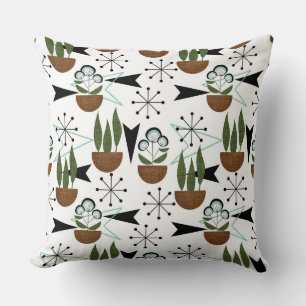 Mid-Century Modern House Plants   Atomic Throw Pillow