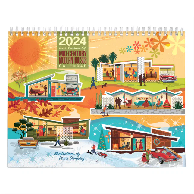 MidCentury Modern Houses Calendar Zazzle