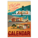 Mid-Century Modern Houses Single Page Style Calendar