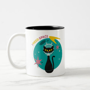 Mid-Century Modern “I Need Space” Cat Mug