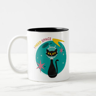 Mid-Century Modern “I Need Space” Cat Mug