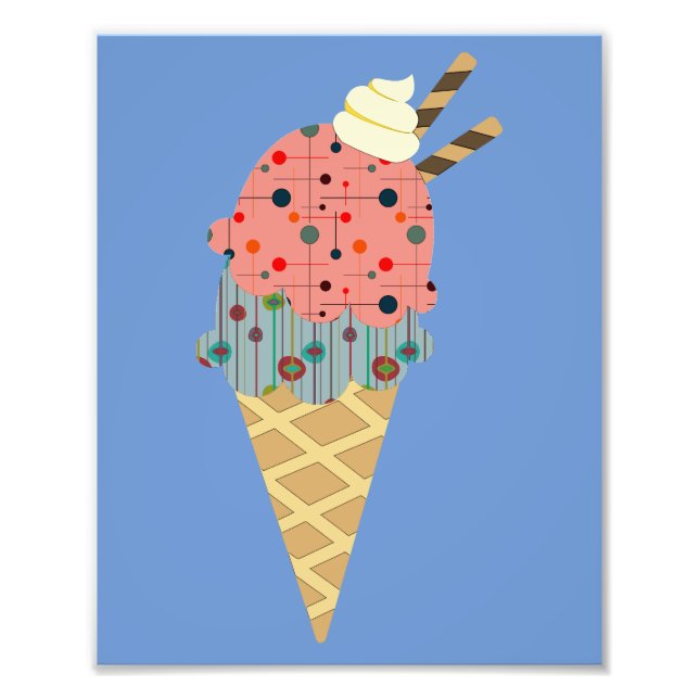 Mid Century Modern Ice Cream Cone Photo Print (Front)