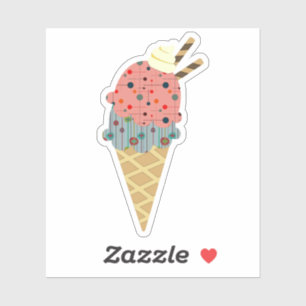 Mid Century Modern Ice Cream Cone Sticker