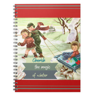 Mid Century Modern Illustration Winter Notebook