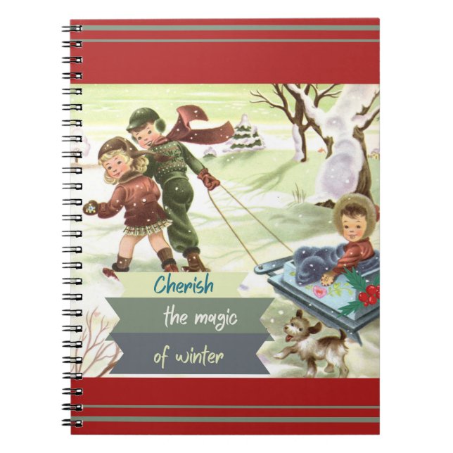 Mid Century Modern Illustration Winter Notebook (Front)