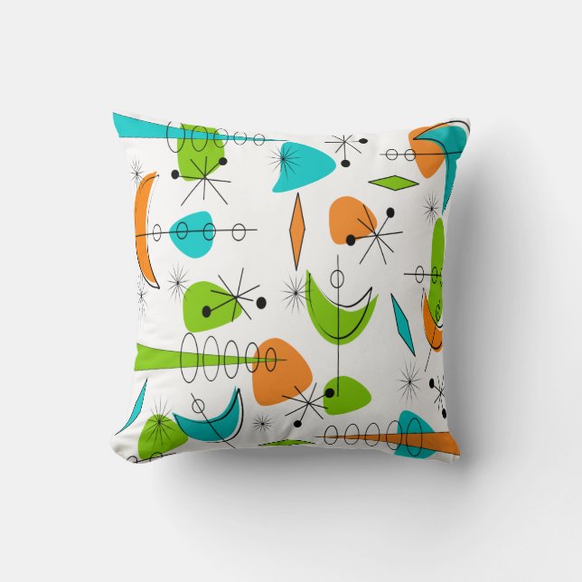 Mid-Century Modern Inspired Atomic #77 Throw Pillow (Front)