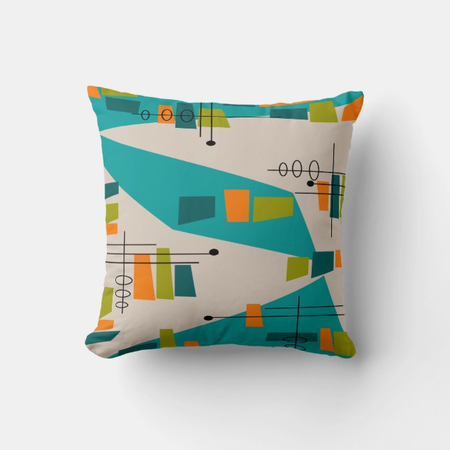 Mid-Century Modern Inspired Atomic #78 Throw Pillow (Front)
