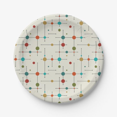Mid_Century Modern Inspired Circles and Lines Paper Plates