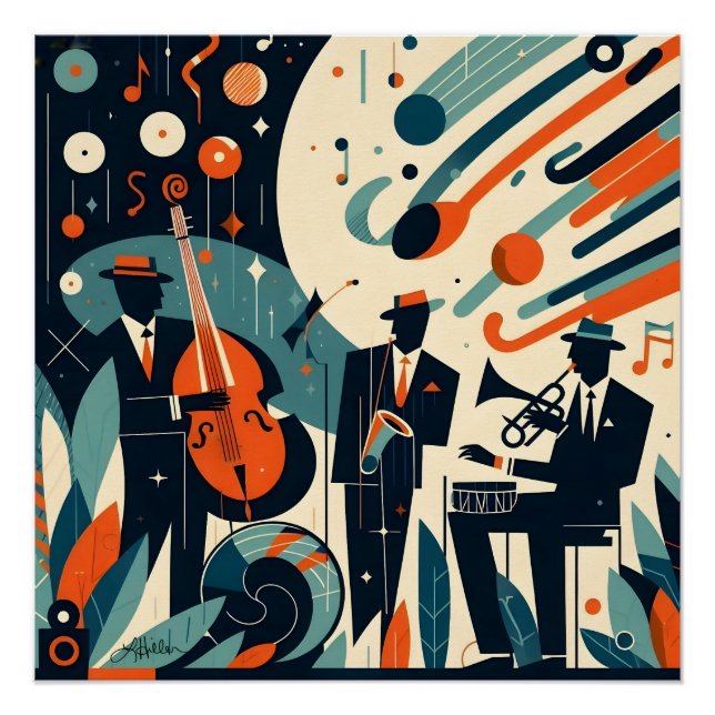 Mid Century Modern Jazz Age Trio Poster (Front)