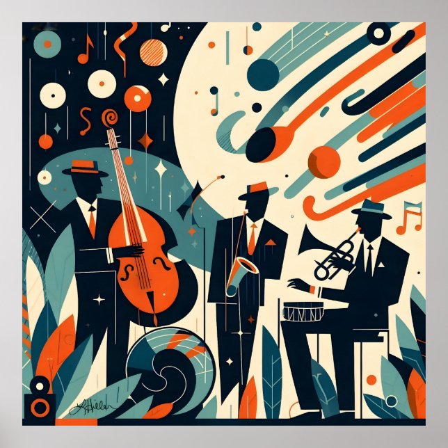 Mid Century Modern Jazz Age Trio Poster (Front)