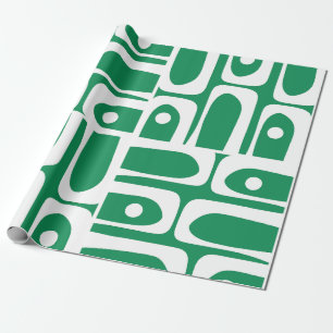 Mid Century Modern Kelly Green Piquet Pattern  Wrapping Paper
