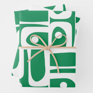 Mid Century Modern Kelly Green Piquet Pattern Wrapping Paper Sheets