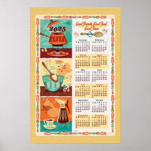 Mid-Century modern Kitchen Calendar 2025 Poster