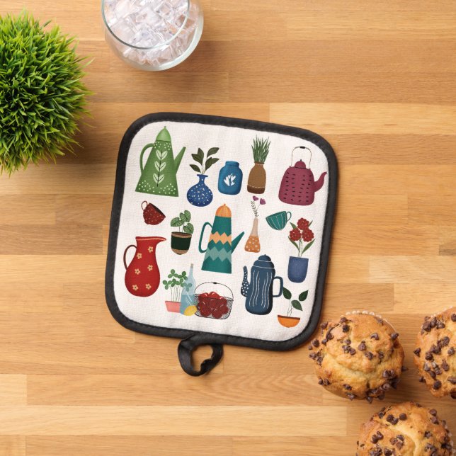 Mid-Century Modern Kitchen Charm Pot Holder (Top Down)