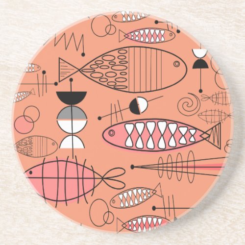 Mid-Century Modern Kitschy Fish Art   Coaster