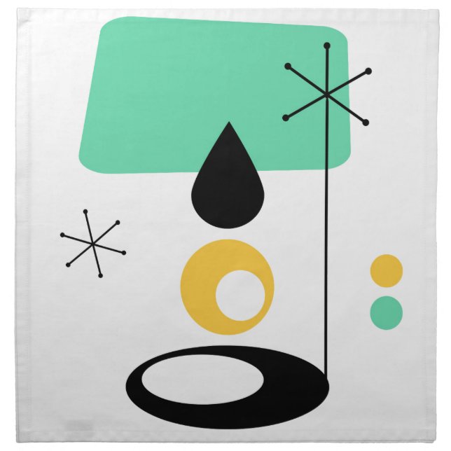 mid century modern lamp design blue gold napkin (Front)