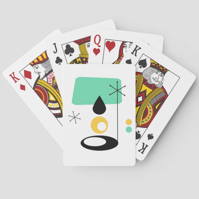 mid century modern lamp design blue gold poker cards (Back)