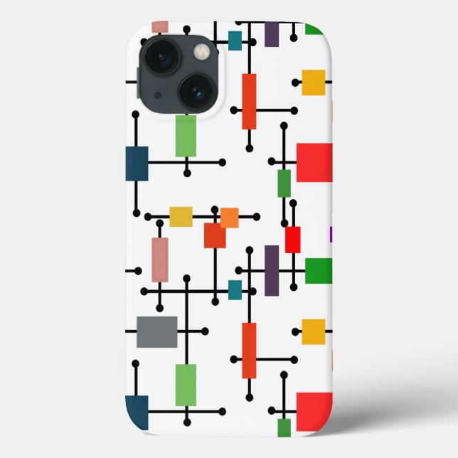 Mid-Century Modern Large Grid  Case-Mate iPhone Case (Back)